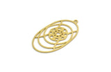 Brass Oval Charm, 8 Raw Brass Oval Charms With 1 Loop, Earring Charms (37x20x0.60mm) A6607