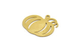 Brass Pumpkin Charm, 8 Raw Brass Pumpkin Charms With 1 Loop, Findings (22x20x0.60mm) A6615