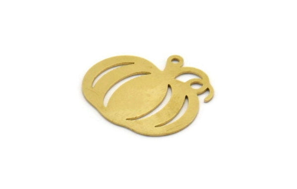 Brass Pumpkin Charm, 8 Raw Brass Pumpkin Charms With 1 Loop, Findings (22x20x0.60mm) A6615