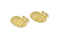 Brass Pumpkin Charm, 8 Raw Brass Pumpkin Charms With 1 Loop, Findings (22x20x0.60mm) A6615