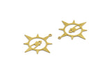 Brass Round Charm, 12 Raw Brass Lighthouse Patterned Round Charms With 1 Loop, Findings (30.5x29x0.60mm) A6556