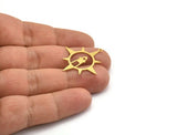 Brass Round Charm, 12 Raw Brass Lighthouse Patterned Round Charms With 1 Loop, Findings (30.5x29x0.60mm) A6556