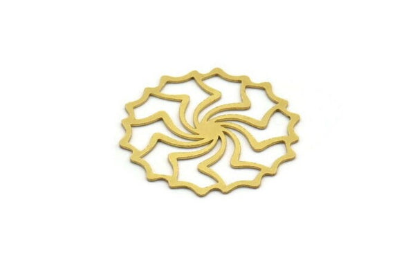 Brass Round Charm, 8 Raw Brass Circle Shaped Charms, Charm Pendants, Earring Findings (31x0.60mm) A6612