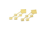 Brass Fringed Charm, 6 Raw Brass Fringe Shaped Charms With 1 Hole, Findings (52x17.5x0.60mm) A6492