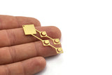 Brass Fringed Charm, 6 Raw Brass Fringe Shaped Charms With 1 Hole, Findings (52x17.5x0.60mm) A6492