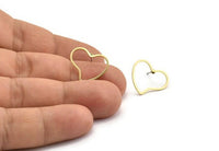 Brass Heart Earring, 12 Raw Brass Heart Stud Earrings (18x15x0.80mm) D0539 A6674