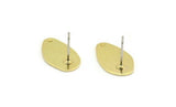 Brass Irregular Earring, 4 Raw Brass Irregular Shaped Stud Earrings With 1 Hole (20x11x0.80mm) M03261 A6678