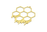 Brass Honeycomb Charm, 2 Raw Brass Hexagon Charms With 1 Loop, Findings (42x35x0.60mm) A6479