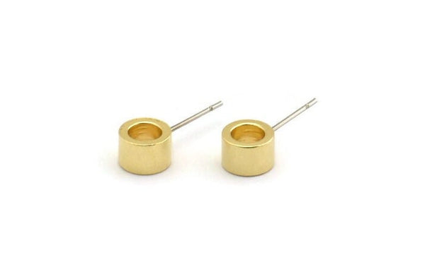 Industrial Spacer Earring, 8 Raw Brass Industrial Stud Earrings, Spacer Earring, Findings (7x4.5mm) Bs 1348 A6675
