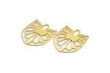 Brass Flower Charm, 4 Raw Brass Flower Charms, Pendants, Findings (33x28x0.60mm) A6478