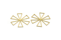 Brass Windrose Charm, 12 Raw Brass Windrose Charms, Connector Findings (36x36x0.80mm) A6508