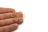 Brass Windrose Charm, 12 Raw Brass Windrose Charms, Connector Findings (38x38x0.80mm) A6509