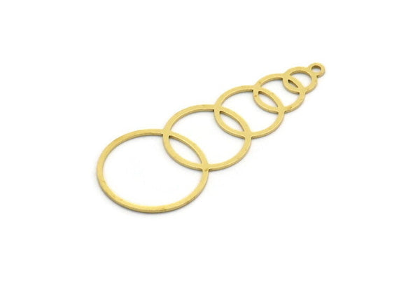 Brass Geometric Charm, 4 Raw Brass Round Charms With 1 Loop (47x18x0.60mm) A6526