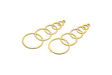 Brass Geometric Charm, 4 Raw Brass Round Charms With 1 Loop (47x18x0.60mm) A6526