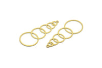 Brass Geometric Charm, 4 Raw Brass Round Charms With 1 Loop (47x18x0.60mm) A6526