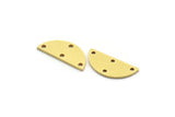 Semi Circle Charm, 24 Raw Brass Half Moon Connectors With 4 Holes (7x16x0.80mm) A6512