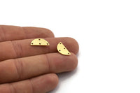 Semi Circle Charm, 24 Raw Brass Half Moon Connectors With 4 Holes (7x16x0.80mm) A6512