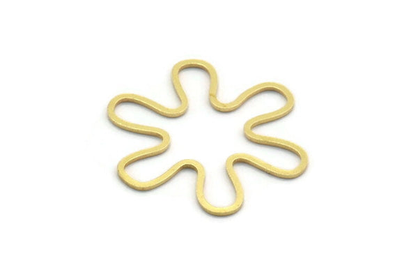 Brass Flower Charm, 24 Raw Brass Flower Charms, Charm Pendants, Irregular Findings (30x27.5x0.80mm) A6517