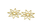 Brass Flower Charm, 8 Raw Brass Flower Charms, Charm Pendants (32x30x0.80mm) A6507
