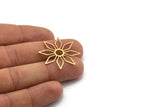 Brass Flower Charm, 8 Raw Brass Flower Charms, Charm Pendants (32x30x0.80mm) A6507