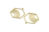 Brass Hexagon Charm, 6 Raw Brass Rainbow Charms With 1 Loop, Findings (29x23.5x0.60mm) A6447