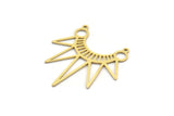 Brass Sun Charm, 8 Raw Brass Rising Sun Shaped Charms With 2 Loops, Findings (31x30x0.60mm) A6536