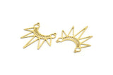 Brass Sun Charm, 8 Raw Brass Rising Sun Shaped Charms With 2 Loops, Findings (31x30x0.60mm) A6536