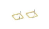 Brass Square Earring, 12 Raw Brass Square Stud Earrings (12mm) Bs-1117 A6669