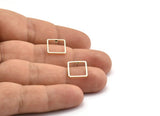 Brass Square Earring, 12 Raw Brass Square Stud Earrings (12mm) Bs-1117 A6669