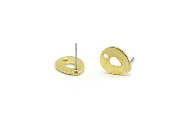 Brass Drop Earring, 8 Raw Brass Drop Stud Earrings With 1 Hole (12x0.70mm) M01535A A6665
