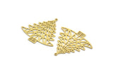 Brass Tree Charm, 4 Raw Brass Tree Charms With 1 Loop, Pendant, Findings (32x32x0.60mm) A6519
