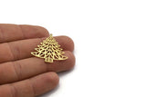 Brass Tree Charm, 4 Raw Brass Tree Charms With 1 Loop, Pendant, Findings (32x32x0.60mm) A6519