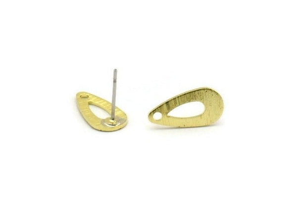 Brass Drop Earring, 12 Raw Brass Drop Stud Earrings With 1 Hole (15x8x0.80mm) M01386 A6661