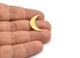 Brass Moon Blank, 12 Raw Brass Crescent Moon Shaped Blanks, Findings (26x6x0.80mm) A6672