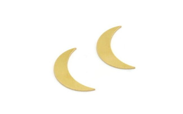Brass Moon Blank, 12 Raw Brass Crescent Moon Shaped Blanks, Findings (26x6x0.80mm) A6672