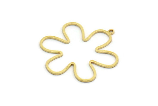 Brass Flower Charm, 12 Raw Brass Flower Charms With 1 Loop, Charm Pendants (33.5x30x0.80mm) A6516