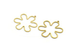 Brass Flower Charm, 12 Raw Brass Flower Charms With 1 Loop, Charm Pendants (33.5x30x0.80mm) A6516
