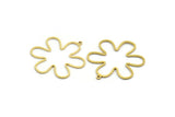 Brass Flower Charm, 12 Raw Brass Flower Charms With 1 Loop, Charm Pendants (33.5x30x0.80mm) A6516