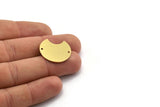 Brass Round Charm, 6 Raw Brass Crescent Moon Charms With 2 Holes, Findings (22x24x0.80mm) A6542