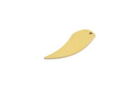 Brass Tooth Charm, 12 Raw Brass Tooth Shaped Charms With 1 Hole, Findings (25x9x0.80mm) A6689