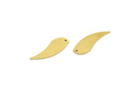 Brass Tooth Charm, 12 Raw Brass Tooth Shaped Charms With 1 Hole, Findings (25x9x0.80mm) A6689