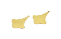Brass Leaf Charm, 6 Raw Brass Ginkgo Leaf Charms With 1 Loop, Charm Pendants (33.5x24x0.80mm) A6691