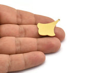 Brass Leaf Charm, 6 Raw Brass Ginkgo Leaf Charms With 1 Loop, Charm Pendants (33.5x24x0.80mm) A6691
