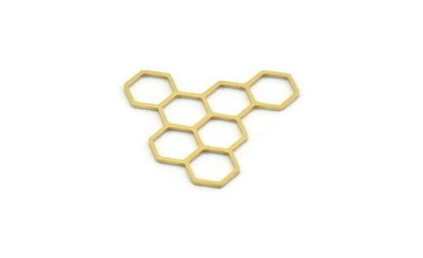 Brass Hexagon Charm, 6 Raw Brass Hexagon Shaped Charms, Earring Findings, Geometric Charms (28x27x0.80mm) A6695