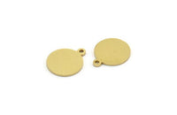 Brass Round Tag, 12 Raw Brass Round Charms With 1 Loop, Stamping Tag (14x12x1mm) A6670