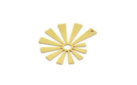 Brass Sun Charm, 4 Raw Brass Sun Charms With 1 Loop, Charm Pendants, Findings (32x27.5x0.80mm) A6687