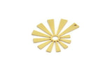 Brass Sun Charm, 4 Raw Brass Sun Charms With 1 Loop, Charm Pendants, Findings (32x27.5x0.80mm) A6687