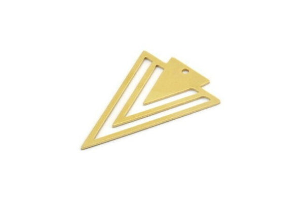 Brass Triangle Charm, 10 Raw Brass Triangle Charms With 1 Hole, Findings (31x21x0.60mm) A6666
