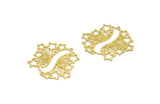 Brass Star Charm, 4 Raw Brass Star Shaped Charms, Charm Pendants, Connectors (41x36.5x0.60mm) A6649