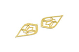 Brass Drop Charm, 12 Raw Brass Drop Charms With 1 Loop, Sun Charm (33x20x0.60mm) A6651